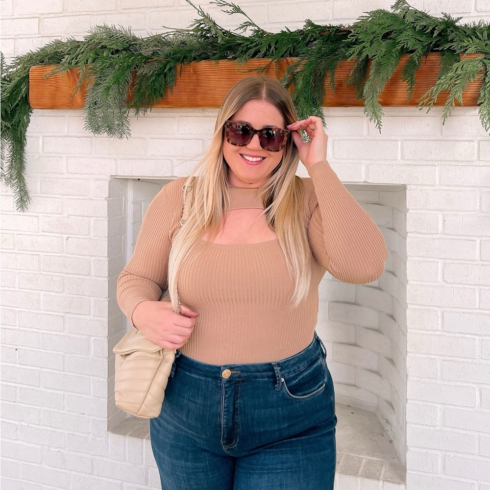 Buddy Love Tan Cut Out Long Sleeve Bodysuit